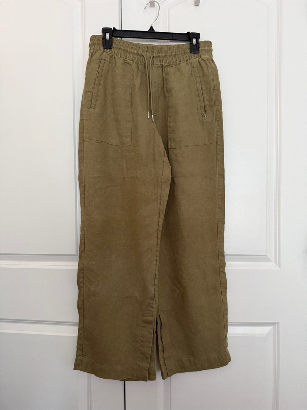Women’s Olive Drawstring Linen Blend Pants